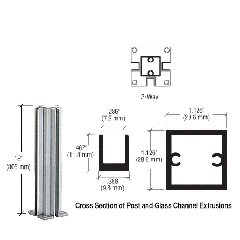 CRL Satin Anodized 12" 3-Way Design Series Partition Post