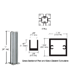 CRL Satin Anodized 12" 4-Way Design Series Partition Post