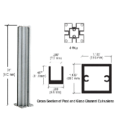 CRL Satin Anodized 24" 4-Way Design Series Partition Post