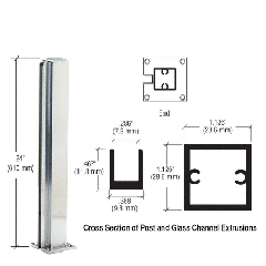 CRL Brite Anodized 24" End Design Series Partition Post