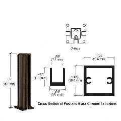 CRL Duranodic Bronze 12" 3-Way Design Series Partition Post