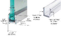 CRL Brite Anodized Dry Glaze U-Channel With Vinyl, 8 mm