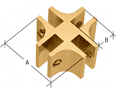 CRL Gold Anodized 4-Way 90 Degree Standard Connector for 3/4" Glass