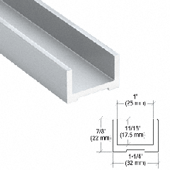 CRL-Blumcraft® Satin Anodized Wet Glaze U-Channel for 3/4" (19 mm) Glass 240"