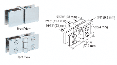 CRL Chrome Wide Face Glass-to-Glass In-Swing Set Screw Hinge