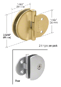 CRL Polished Brass Half Round Light Duty Frameless Shower Door Hinge