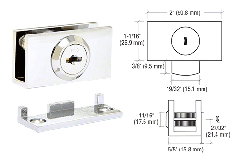 CRL Chrome Cam Lock with Stop Plate for 1/4" or 3/8" Glass - Keyed Alike