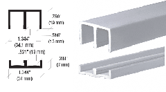 CRL Gray Plastic Track for 1/2" Sliding Panels