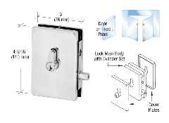 CRL Satin Anodized EUR Series Center Housed Patch Lock