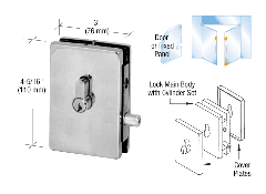 CRL Brushed Stainless EUR Series Center Housed Patch Lock