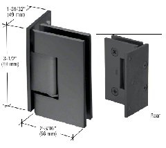 CRL Matte Black Geneva Series Wall Mount Offset Back Plate Hinge