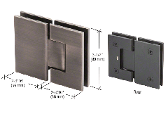 CRL Antique Brushed Nickel Geneva 180 Series 180 Degree Glass-to-Glass Standard Hinge