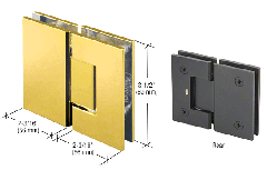 CRL Ultra Brass Geneva 180 Series 180 Degree Glass-to-Glass Standard Hinge