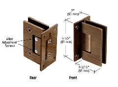 CRL Antique Bronze Geneva 337 Series Adjustable Wall Mount Full Back Plate Hinge