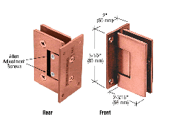 CRL Brushed Copper Geneva 337 Series Adjustable Wall Mount Full Back Plate Hinge