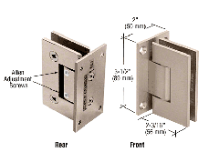 CRL Brushed Nickel Geneva 337 Series Adjustable Wall Mount Full Back Plate Hinge