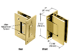 CRL Polished Brass Geneva 337 Series Adjustable Wall Mount Full Back Plate Hinge