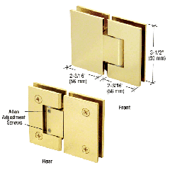 CRL Satin Brass Geneva 380 Series Adjustable 180 Degree Glass-to-Glass Hinge