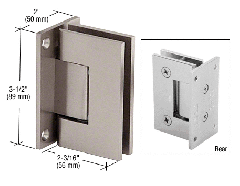 CRL Brushed Nickel Geneva 537 Series Wall Mount Full Back Plate Standard Hinge With 5 Degree Offset