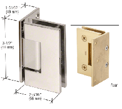 CRL Polished Nickel Geneva 544 Series Wall Mount Offset Back Plate Hinge