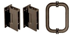 CRL Oil Rubbed Bronze Geneva Shower Pull and Hinge Set