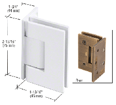 CRL All White Junior Geneva 044 Series Wall Mount Offset Back Plate Hinge