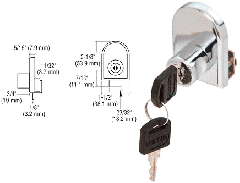 CRL Chrome Cabinet Lock for Hinged Glass Door - Randomly Keyed