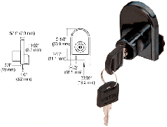 CRL Black Cabinet Lock for Hinged Glass Door - Keyed Alike