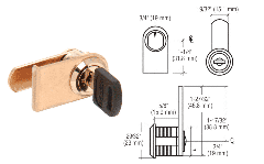 CRL Brass Left Hand Lock for Cabinet Swinging Glass Door - Keyed Alike