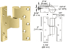 Rixson® Polished Brass Left Hand 3/4" Offset Intermediate Pivot