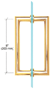 CRL Polished Brass 8" MT Series Round Tubing Mitered Corner Back-to-Back Pull Handle