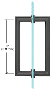 CRL Matte Black 8" MT Series Round Tubing Mitered Corner Back-to-Back Pull Handle