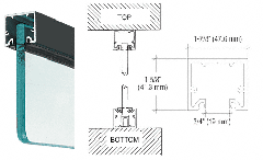 CRL Black Powder Coat Wide U-Channel with Top Load Roll-In Glazing Gasket for 3/8" and 1/2" Glass - 240" Length