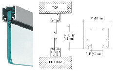 CRL Brushed Stainless Wide U-Channel with Top Load Roll-In Glazing Gasket for 3/8" and 1/2" Glass - 120" Length