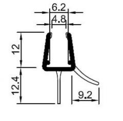 CRL REHAU Bottom Wipe for Curved Glass, 6 - 8 mm, 1185 mm, Radius 500