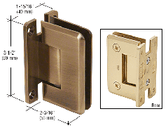 CRL Antique Brass Pinnacle 037 Series Wall Mount Full Back Plate Standard Hinge