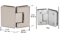 CRL Brushed Nickel Pinnacle 045 Series 135 Degree Glass-to-Glass Standard Hinge