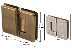 CRL Antique Brass Pinnacle 180 Series 180 Degree Glass-to-Glass Standard Hinge