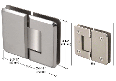 CRL Brushed Satin Chrome Pinnacle 180 Series 180 Degree Glass-to-Glass Standard Hinge