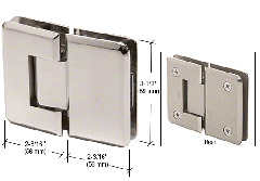 CRL Polished Nickel Pinnacle 180 Series 180 Degree Glass-to-Glass Standard Hinge