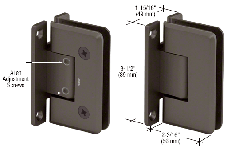 CRL Oil Rubbed Bronze Pinnacle 337 Series Adjustable Wall Mount Full Back Plate Hinge