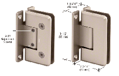 CRL Satin Nickel Pinnacle 337 Series Adjustable Wall Mount Full Back Plate Hinge