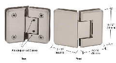 CRL Brushed Nickel Pinnacle 345 Series Adjustable 135 Degree Glass-to-Glass Hinge