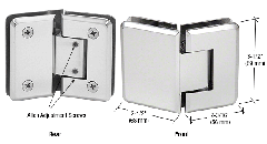 CRL Polished Chrome Pinnacle 345 Series Adjustable 135 Degree Glass-to-Glass Hinge