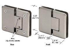 CRL Brushed Nickel Pinnacle 380 Series Adjustable 180 Degree Glass-to-Glass Hinge