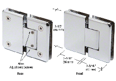 CRL Polished Chrome Pinnacle 380 Series Adjustable 180 Degree Glass-to-Glass Hinge