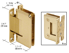 CRL Polished Brass Pinnacle 537 Series Wall Mount Full Back Plate Standard Hinge With 5 Degree Offset