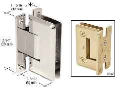 CRL Polished Nickel Pinnacle 537 Series Wall Mount Full Back Plate Standard Hinge With 5 Degree Offset