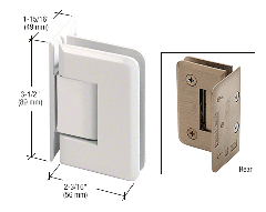 CRL All White Pinnacle 544 Series 5 Degree Wall Mount Offset Back Plate Hinge