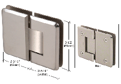 CRL Brushed Nickel Pinnacle 580 Series 5 Degree Glass-To-Glass Hinge